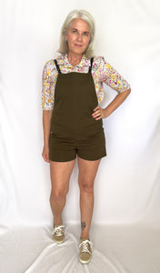Olive Green Shortie Overalls