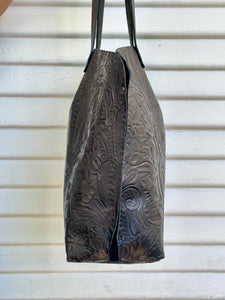 Tote, Embossed Black Leather